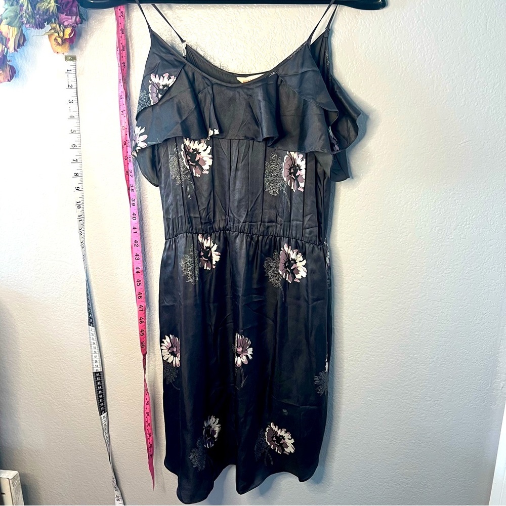 Rebecca Taylor| NWoT• Shadow Daisy Mini Dress 🌼silky silver w/florals, size 8. - Picture 4 of 15